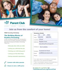 PARENT WORKSHOP-The Building Blocks of Positive Parenting Part 1